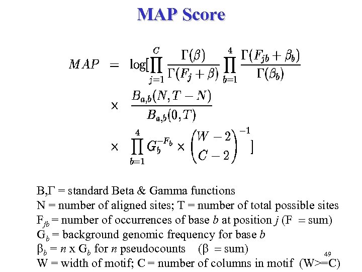 MAP Score B, G = standard Beta & Gamma functions N = number of