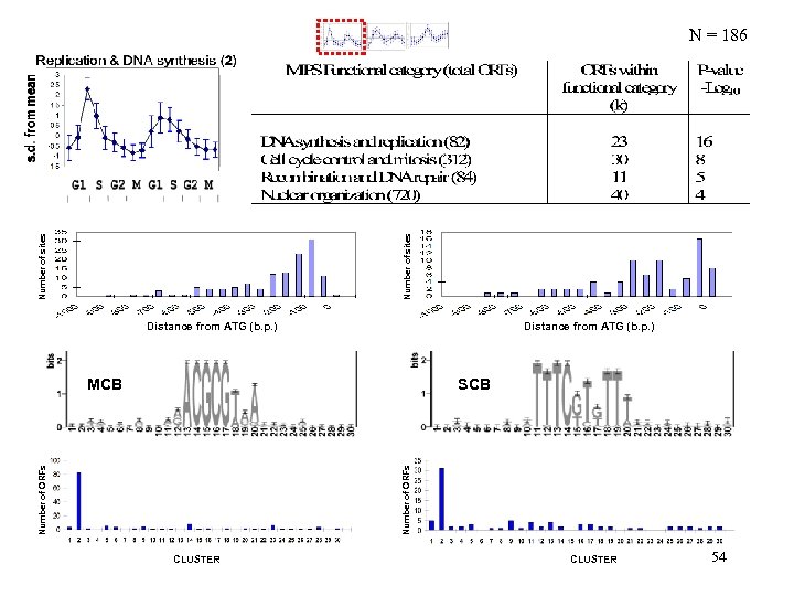 Number of sites N = 186 Distance from ATG (b. p. ) Number of