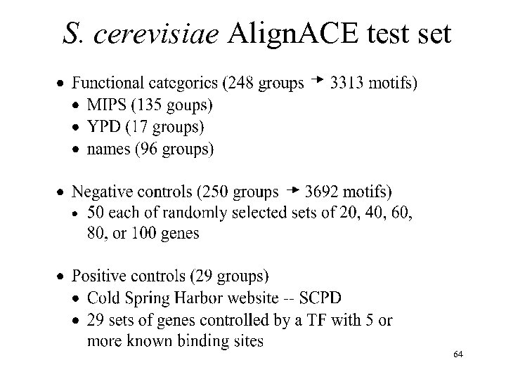 S. cerevisiae Align. ACE test set 64 