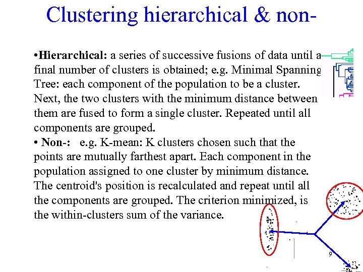 Clustering hierarchical & non • Hierarchical: a series of successive fusions of data until