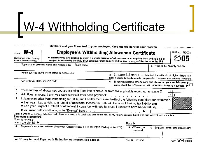 W-4 Withholding Certificate 