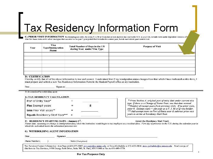 Tax Residency Information Form 