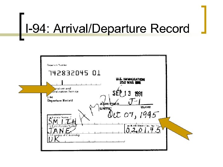 I-94: Arrival/Departure Record 