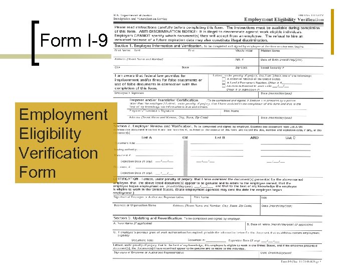 Form I-9 Employment Eligibility Verification Form 