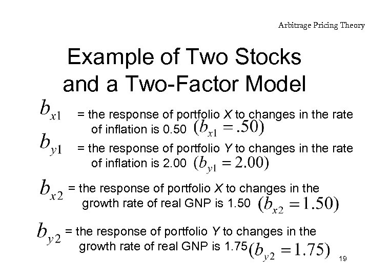 Arbitrage Pricing Theory Example of Two Stocks and a Two-Factor Model = the response