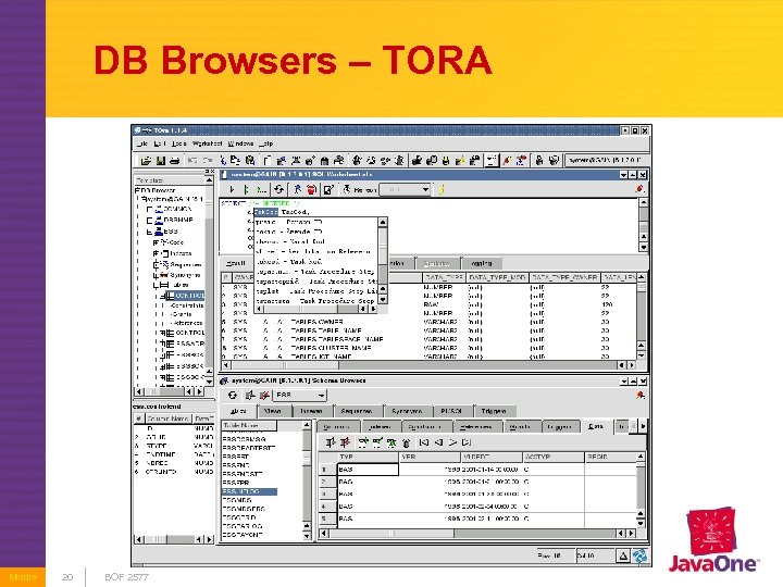 DB Browsers – TORA Middle 20 BOF 2577 