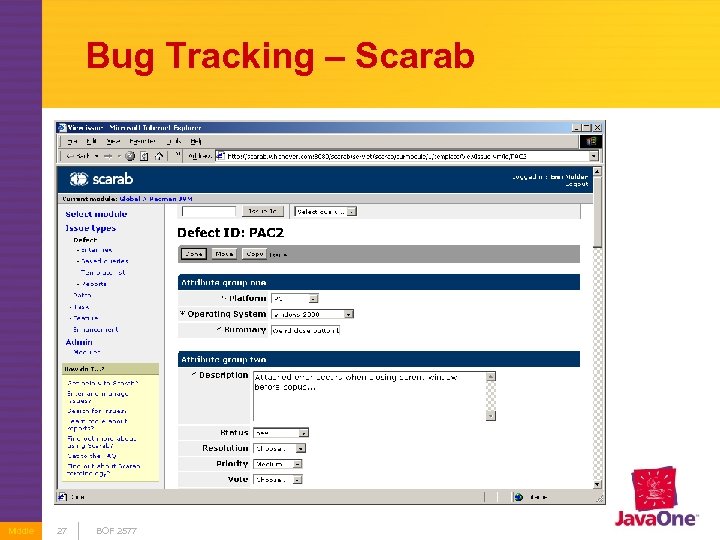 Bug Tracking – Scarab Middle 27 BOF 2577 