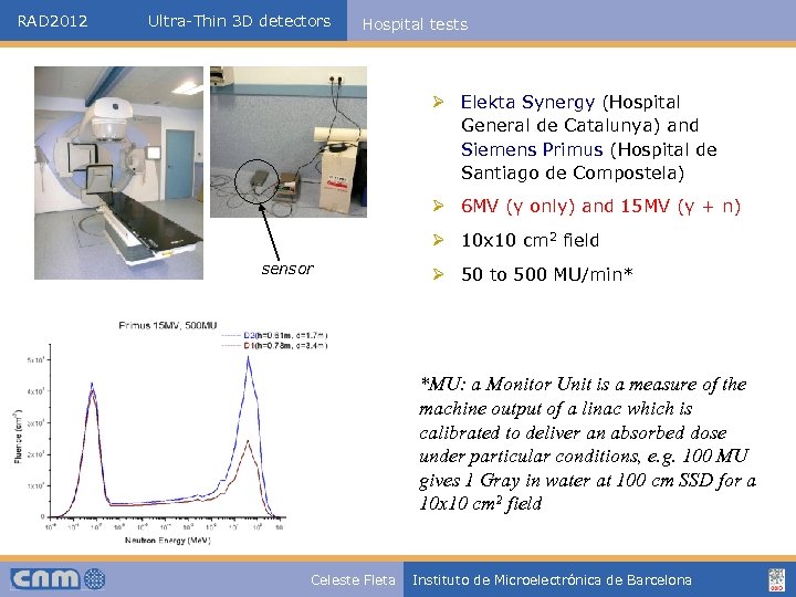 RAD 2012 Ultra-Thin 3 D detectors Hospital tests Ø Elekta Synergy (Hospital General de