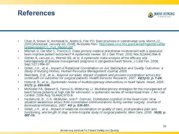 References • • • Chen A, Brown R, Archibald N, Aliotta S, Fox PD.