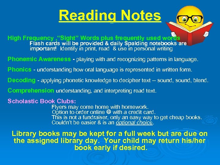 Reading Notes High Frequency , “Sight” Words plus frequently used words Flash cards will