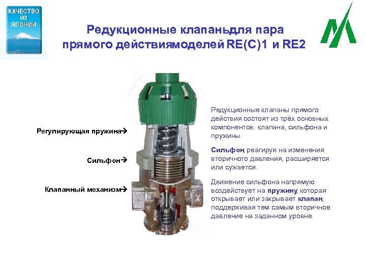 Редукционные клапаны для пара прямого действия моделей RE (С) 1 и RE 2 Регулирующая