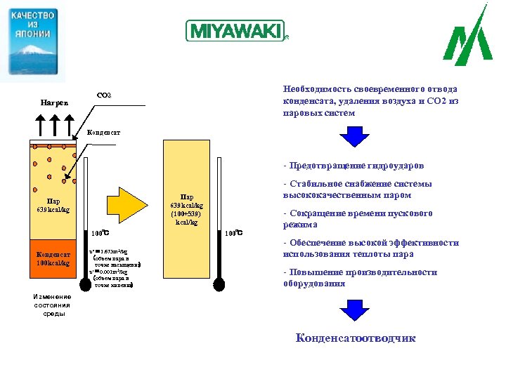 Нагрев Необходимость своевременного отвода конденсата, удаления воздуха и СО 2 из паровых систем СО