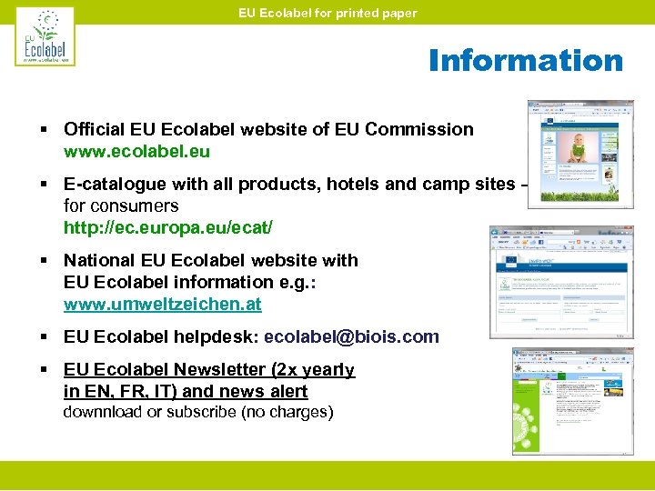 EU Ecolabel for printed paper Information § Official EU Ecolabel website of EU Commission