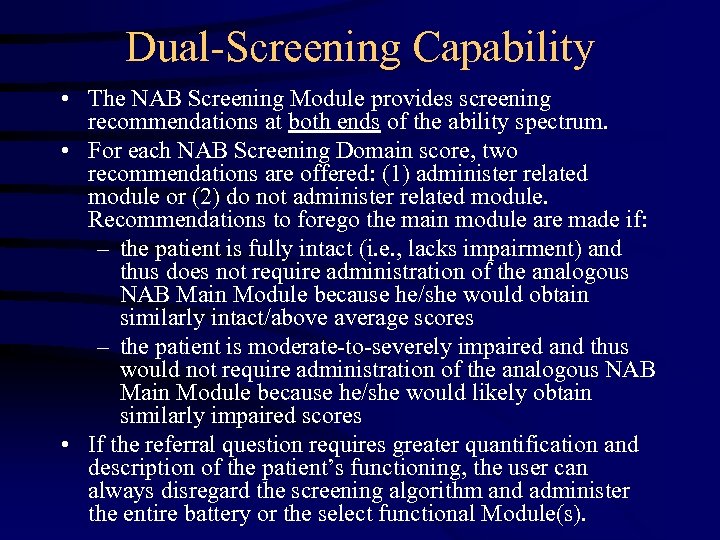 Neuropsychological Assessment Battery NAB Introduction And Overview Travis