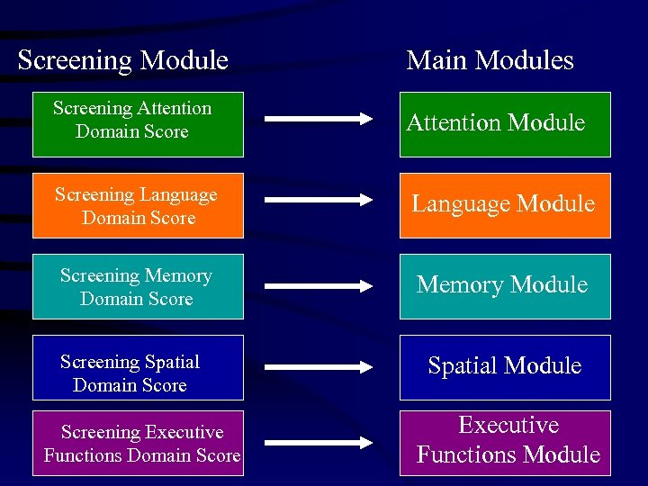 Screening Module Main Modules Screening Attention Domain Score Attention Module Screening Language Domain Score