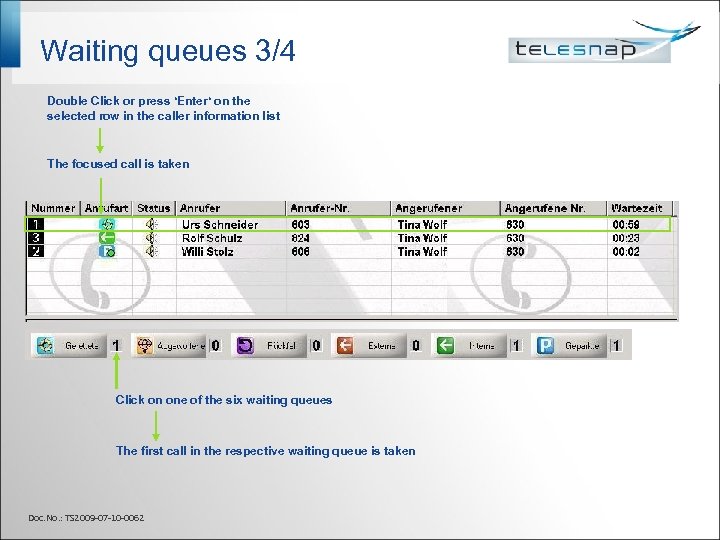 Waiting queues 3/4 Double Click or press ‘Enter‘ on the selected row in the