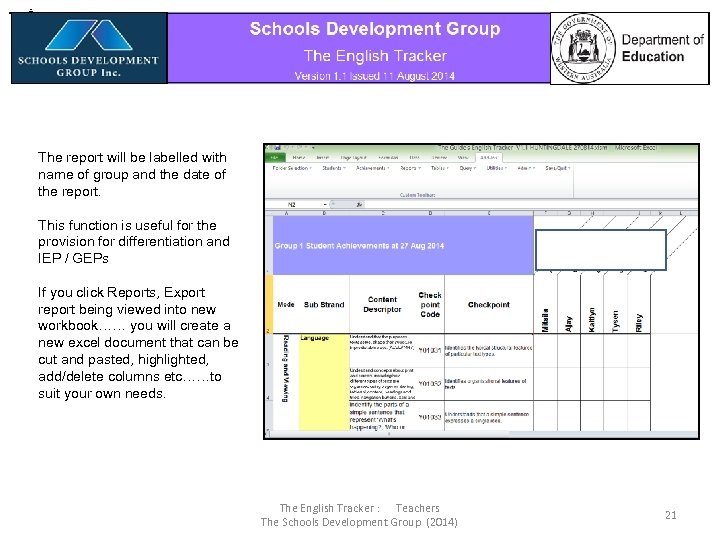 The report will be labelled with name of group and the date of the