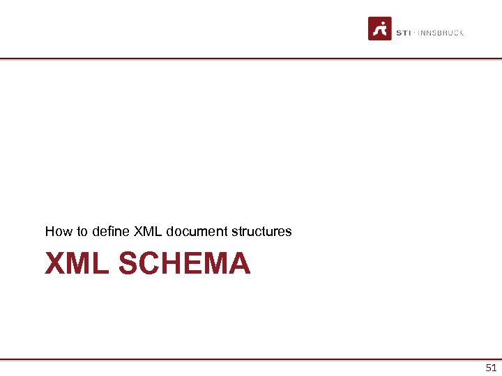 How to define XML document structures XML SCHEMA 51 