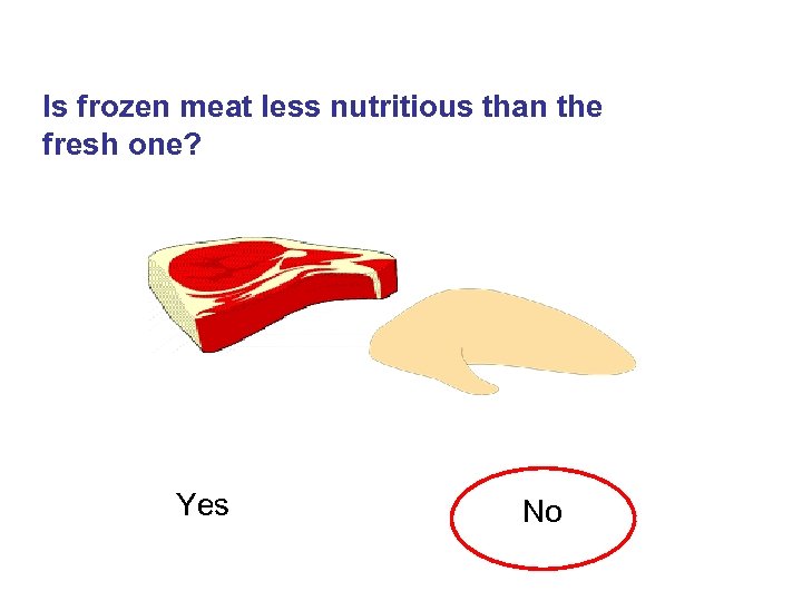 Is frozen meat less nutritious than the fresh one? Yes No 