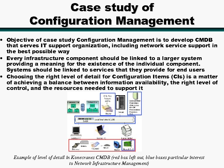 Case study of Configuration Management • Objective of case study Configuration Management is to