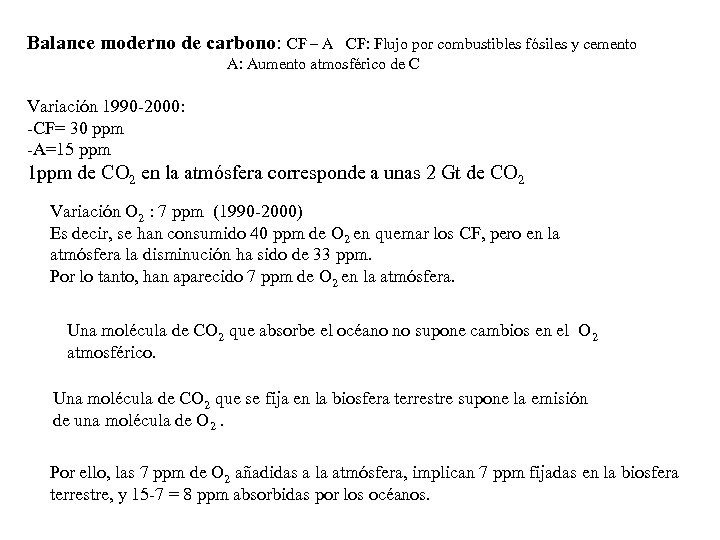 Balance moderno de carbono: CF – A CF: Flujo por combustibles fósiles y cemento