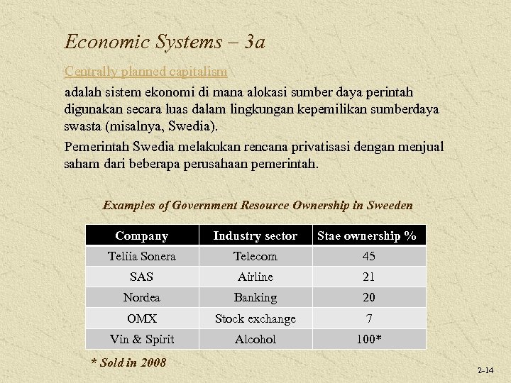 Economic Systems – 3 a Centrally planned capitalism adalah sistem ekonomi di mana alokasi