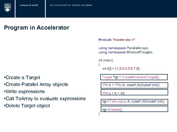  Program in Accelerator #include 