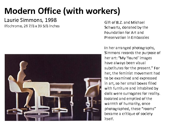 Modern Office (with workers) Laurie Simmons, 1998 Ilfochrome, 26 7/8 x 39 5/8 inches