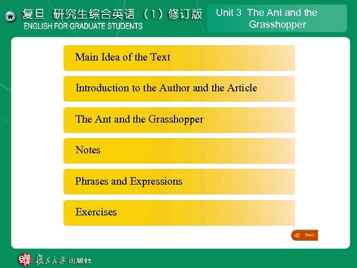 Unit 3 The Ant and the Grasshopper Main Idea of the Text Introduction to