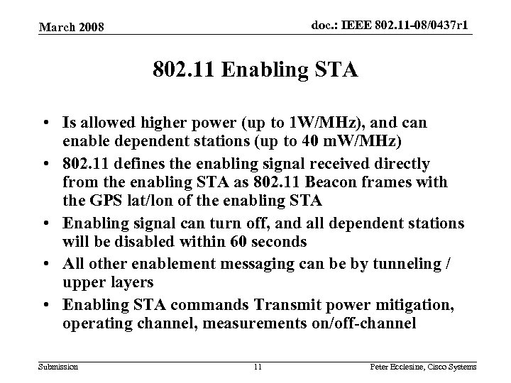 doc. : IEEE 802. 11 -08/0437 r 1 March 2008 802. 11 Enabling STA