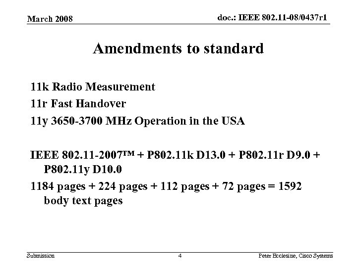 doc. : IEEE 802. 11 -08/0437 r 1 March 2008 Amendments to standard 11