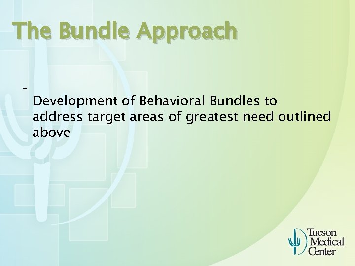 The Bundle Approach Development of Behavioral Bundles to address target areas of greatest need