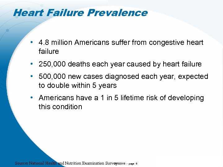 Heart Failure Prevalence • 4. 8 million Americans suffer from congestive heart failure •