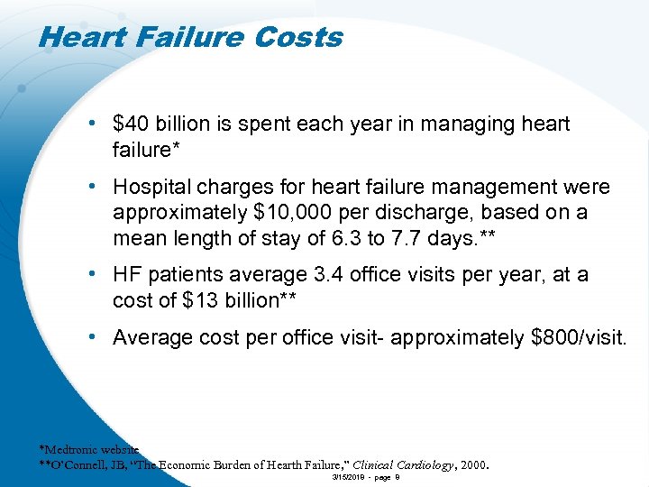 Heart Failure Costs • $40 billion is spent each year in managing heart failure*