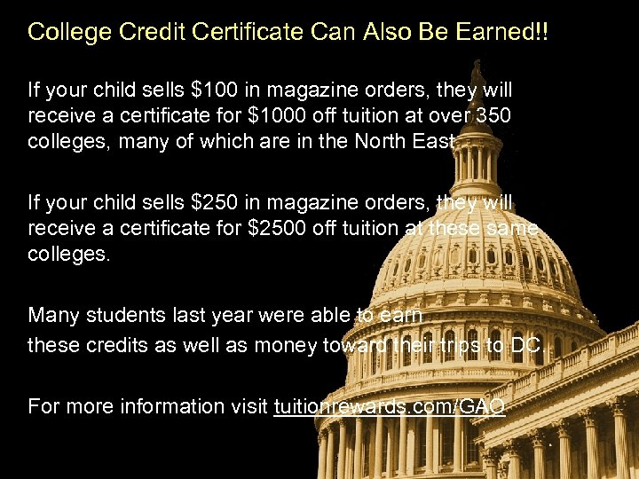 College Credit Certificate Can Also Be Earned!! If your child sells $100 in magazine