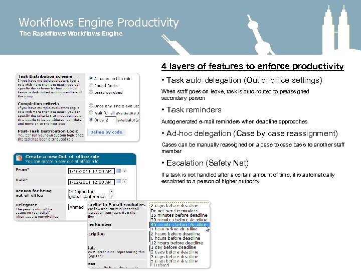 Workflows Engine Productivity The Rapidflows Workflows Engine 4 layers of features to enforce productivity