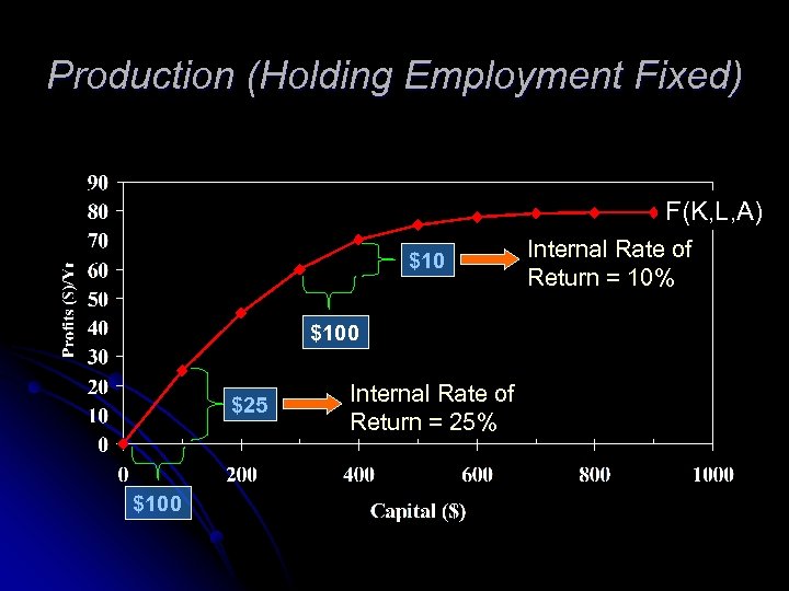 Production (Holding Employment Fixed) F(K, L, A) $100 $25 $100 Internal Rate of Return