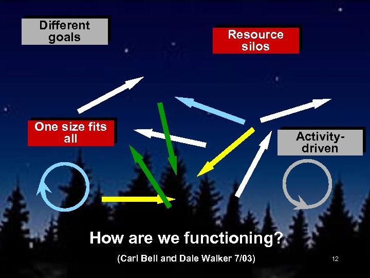 Different goals Resource silos One size fits all Activitydriven How are we functioning? (Carl