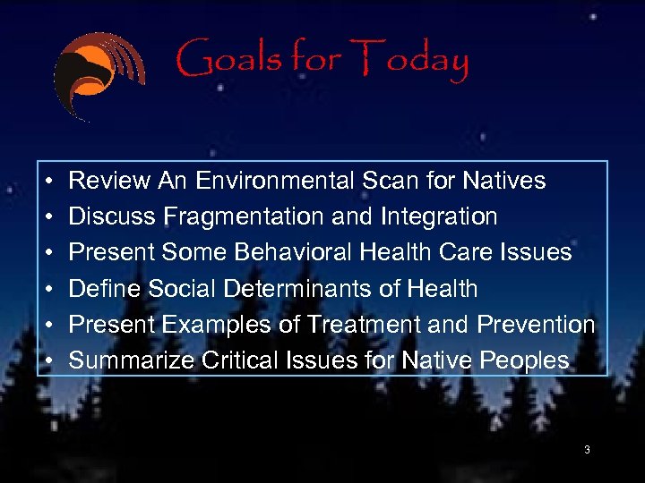 Goals for Today • • • Review An Environmental Scan for Natives Discuss Fragmentation