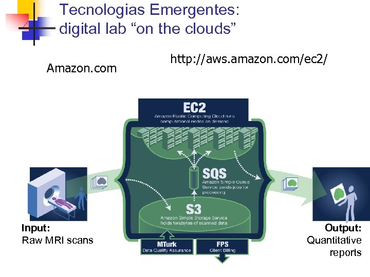 Tecnologias Emergentes: digital lab “on the clouds” Amazon. com Input: Raw MRI scans http: