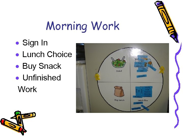 Morning Work · Sign In · Lunch Choice · Buy Snack · Unfinished Work