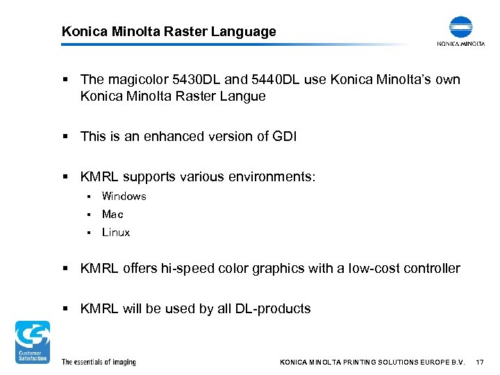 Konica Minolta Raster Language § The magicolor 5430 DL and 5440 DL use Konica