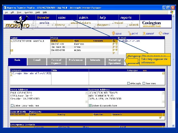 Navigation: The main menu is in dark blue at. Tabstop, and sub- the help