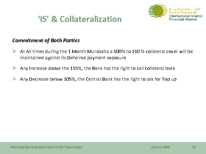 ‘IS’ & Collateralization Commitment of Both Parties Ø At All times during the 1