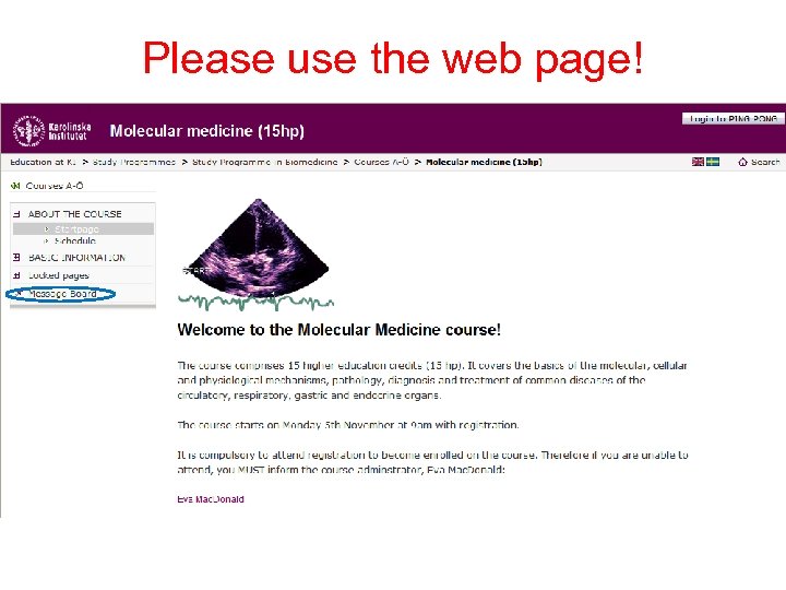 Please use the web page! 