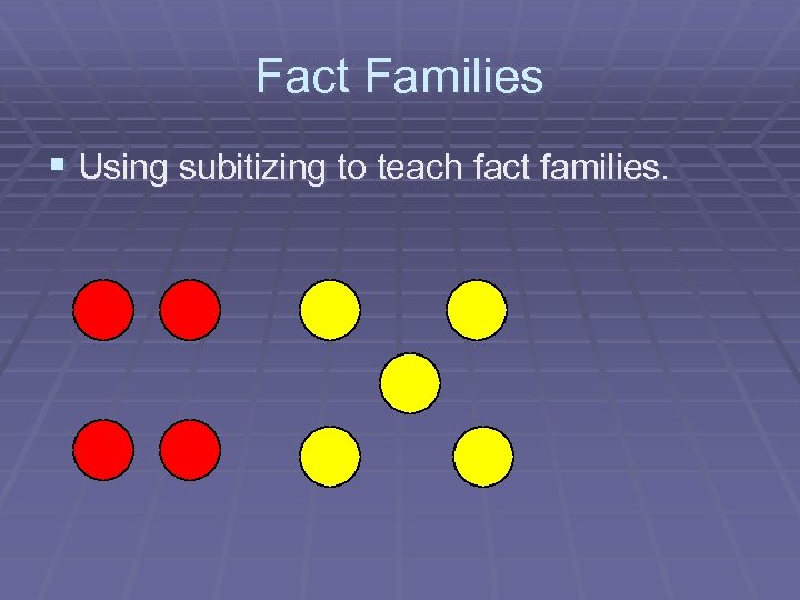 Fact Families § Using subitizing to teach fact families. 