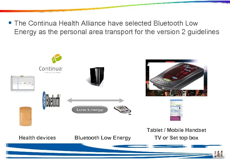 Ble in Health Care Devices § The Continua Health Alliance have selected Bluetooth Low