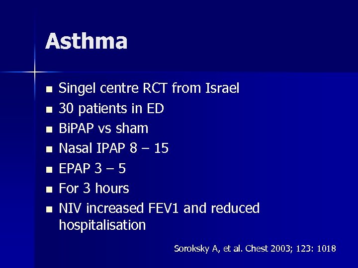 Asthma n n n n Singel centre RCT from Israel 30 patients in ED