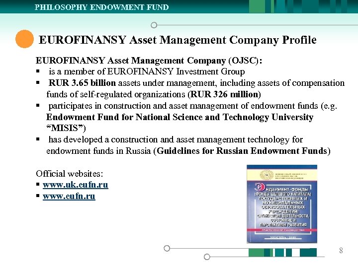 PHILOSOPHY ENDOWMENT FUND EUROFINANSY Asset Management Company Profile EUROFINANSY Asset Management Company (OJSC): §