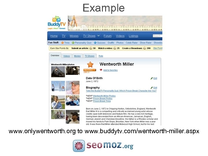 Example www. onlywentworth. org to www. buddytv. com/wentworth-miller. aspx 